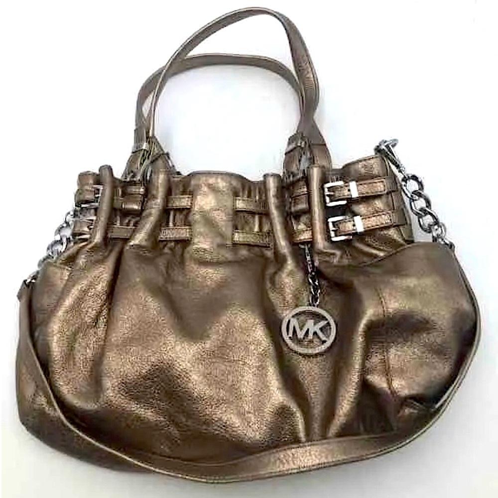 Michael Kors Gorgeous Metallic Bronze and Silver Tote Purse Bag
